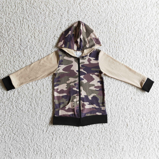 girls camo hoodie top