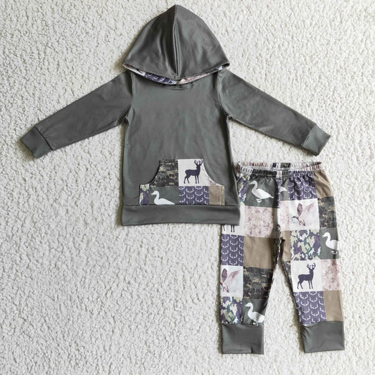 baby boy long sleeve reindeer design hoodie set,BLP0133