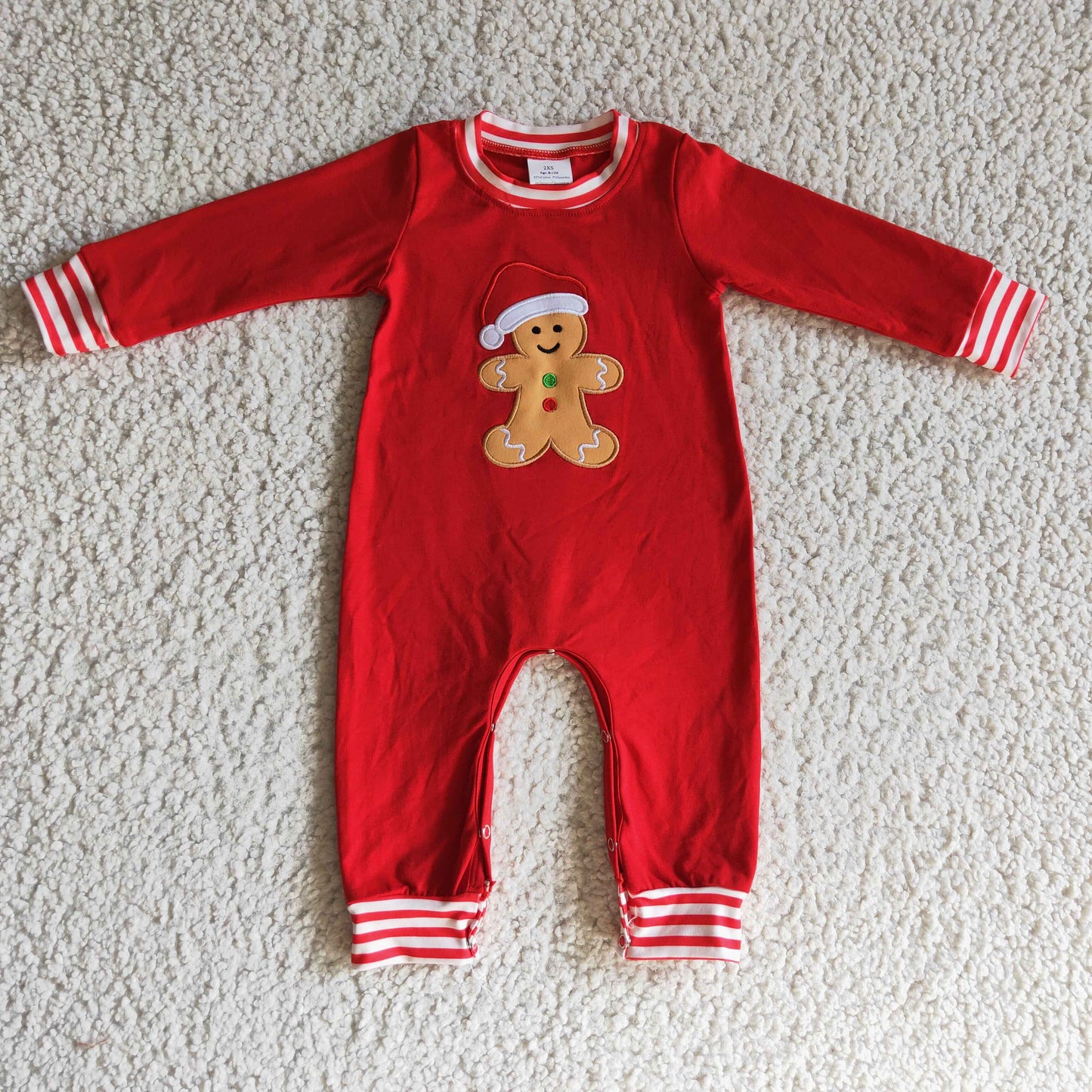 Boy long sleeve gingerbread romper,LR0195