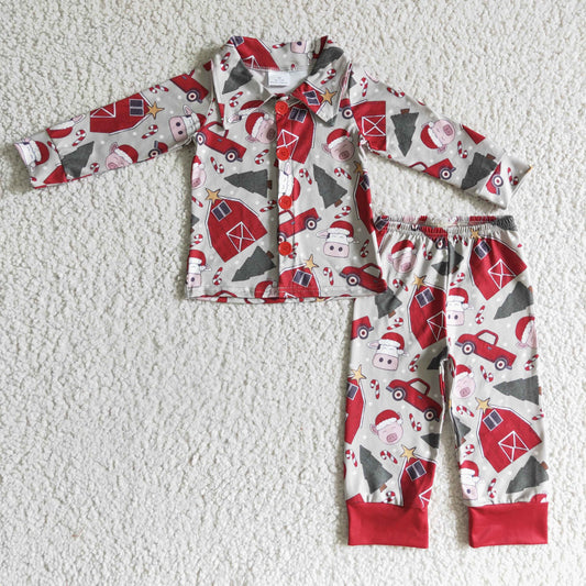 baby boy long sleeve Christmas pajama set,BLP0143