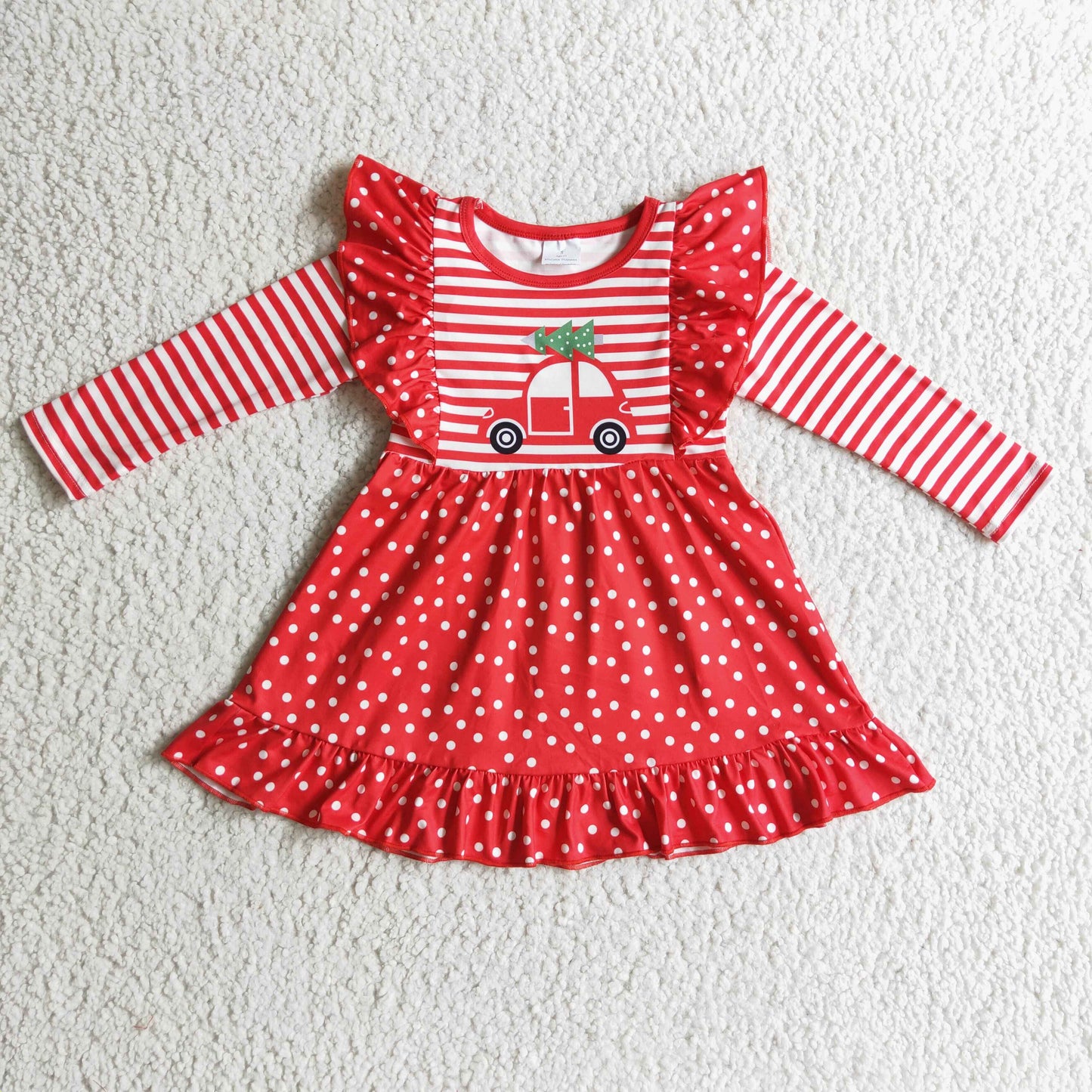 kids  long sleeve Christmas dress GLD0145