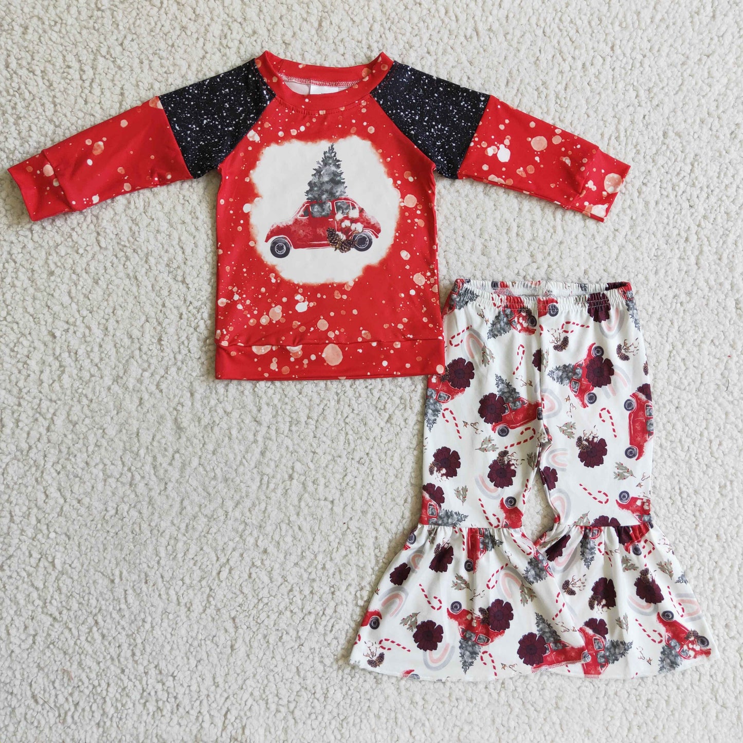 girls red Christmas 2pcs outfit, GLP0355