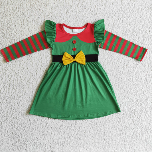 Kids long sleeve Christmas dress GLD0143