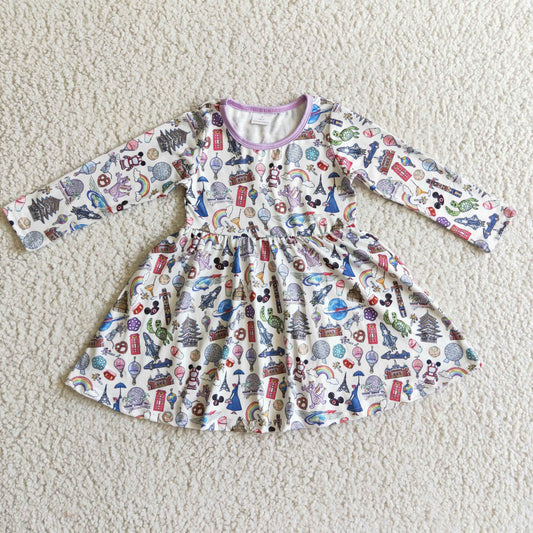 girls  long sleeve Cartoon dress, GLD0160