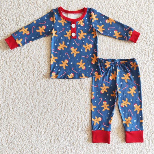 boy gingerbread pajama set,BLP0134