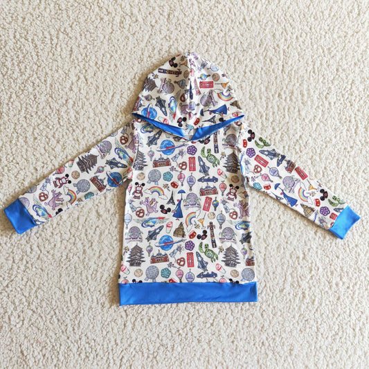 boy cartoon print long sleeve hoodie top,BT0118