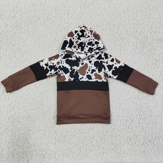 girls brown long sleeve hoodie top,BT0100