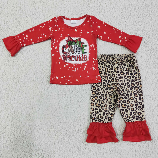 girls red color Christmas outfit