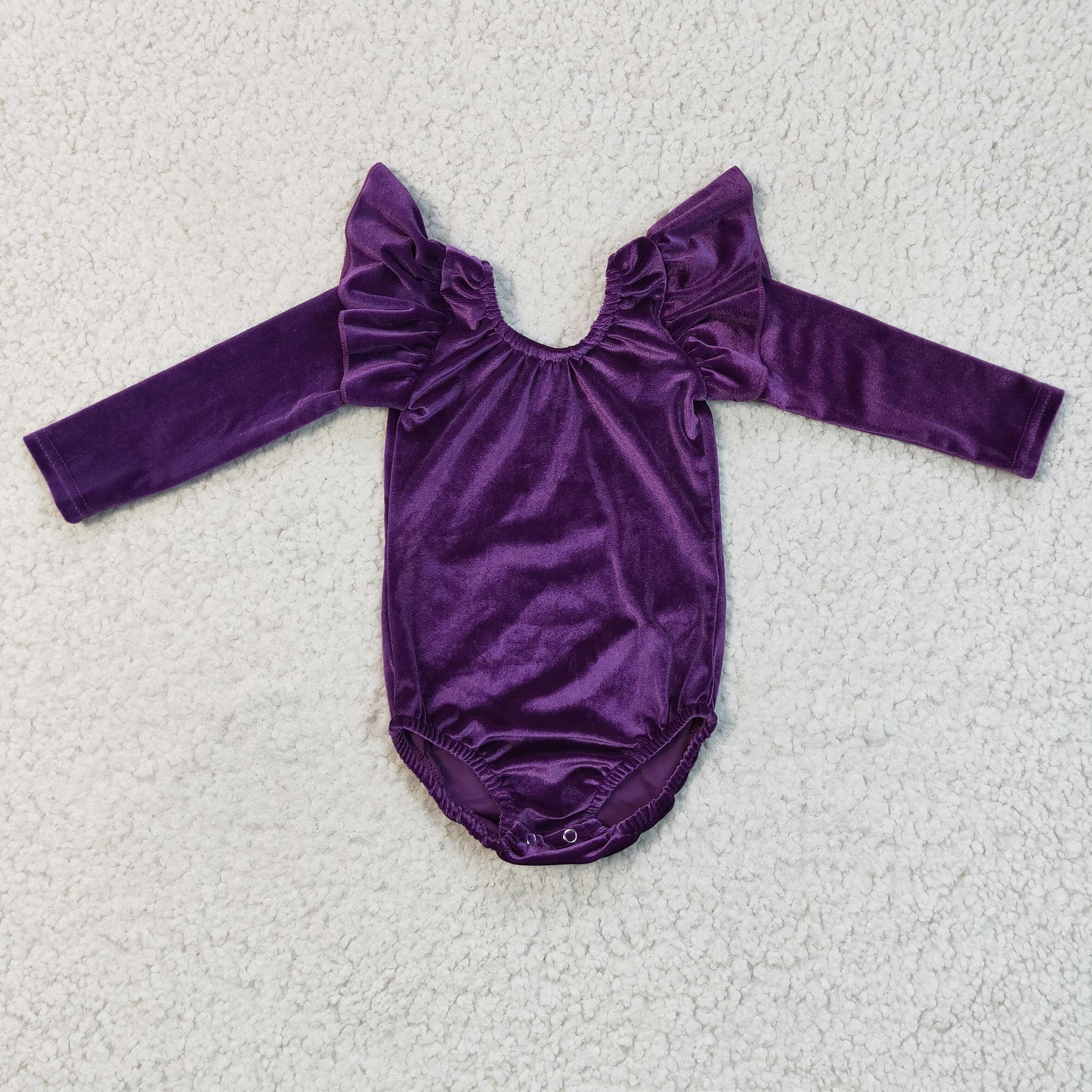 girls long sleeve purple velvet leotard, LR0211