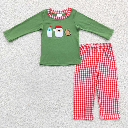 girls christmas green pajama set, BLP0147