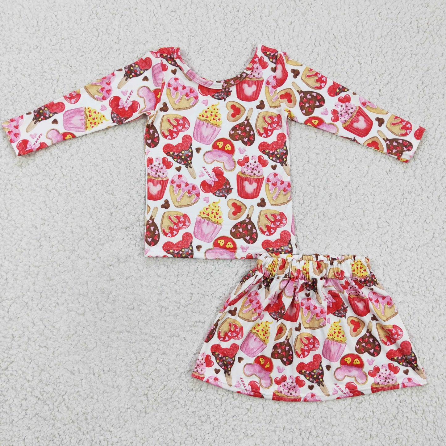 baby girls long sleeve cartoon top skirt set, GLD0176