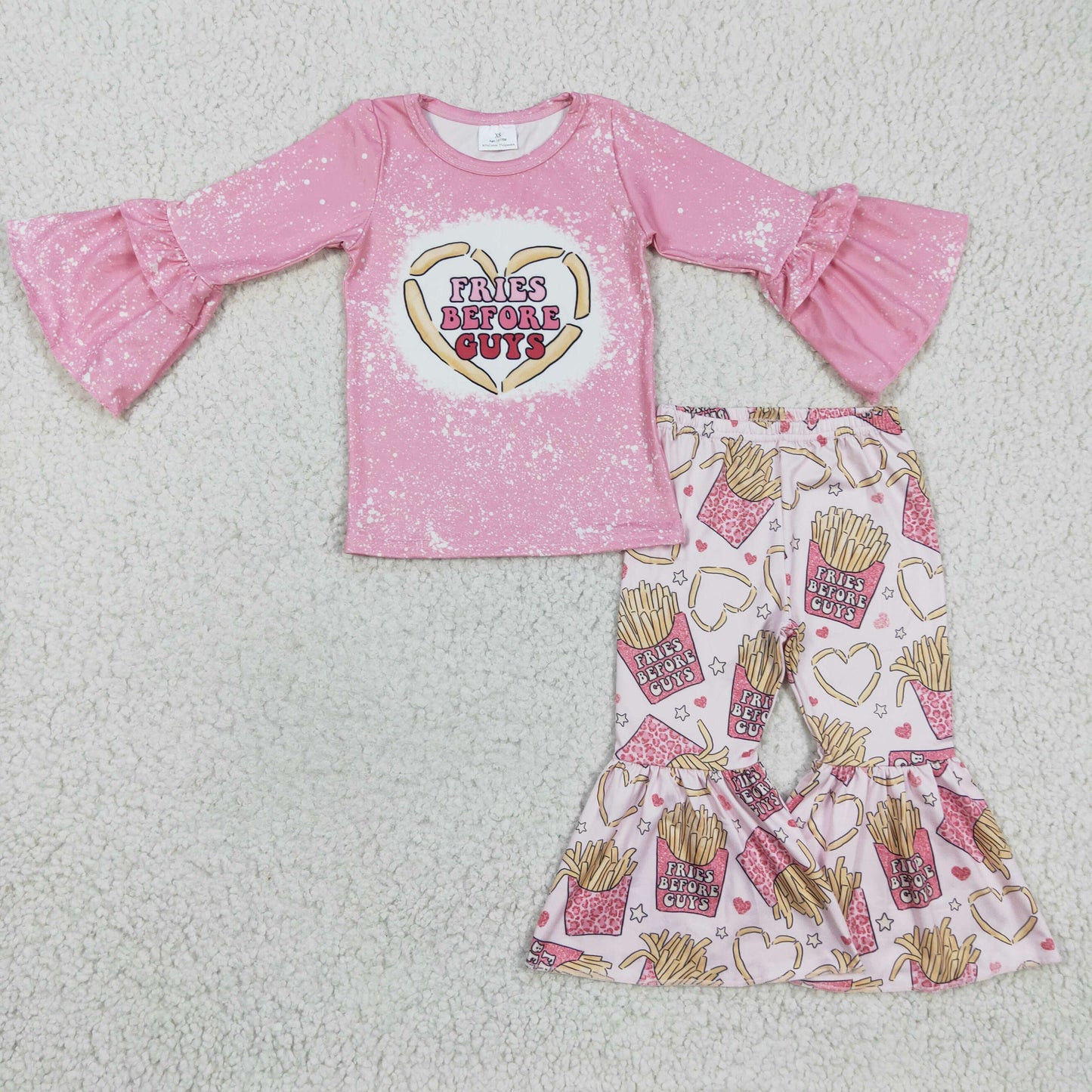 Girls pink long sleeve 2pcs outfit,GLP0354