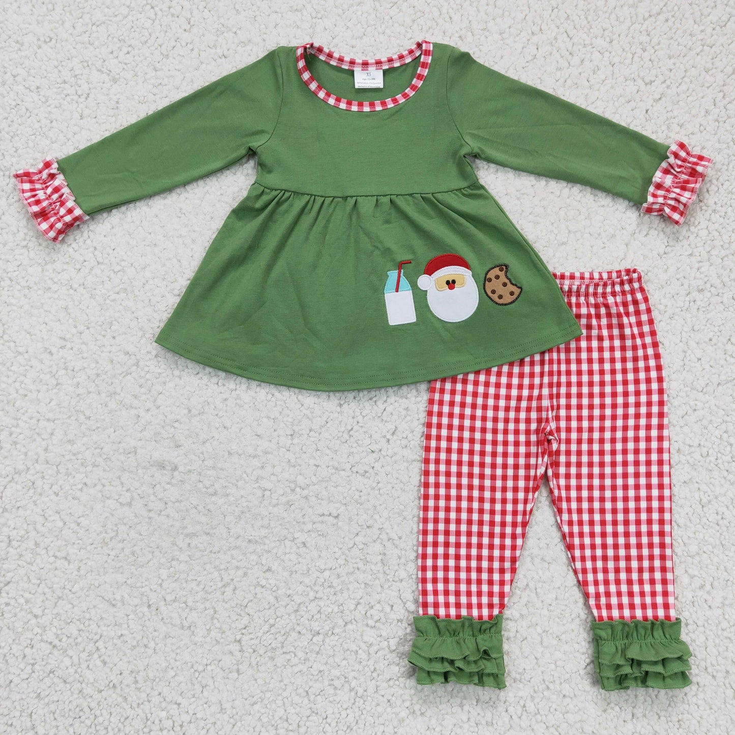 girls tunic  top ruffle pants 2pcs Christmas outfit, GLP0356