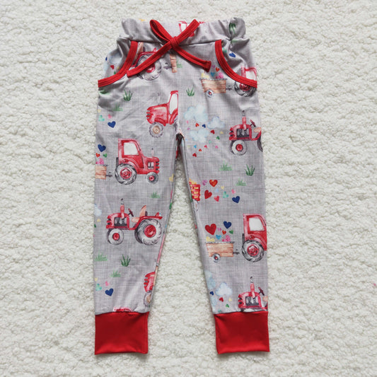 boy heart tractor print pants P0036