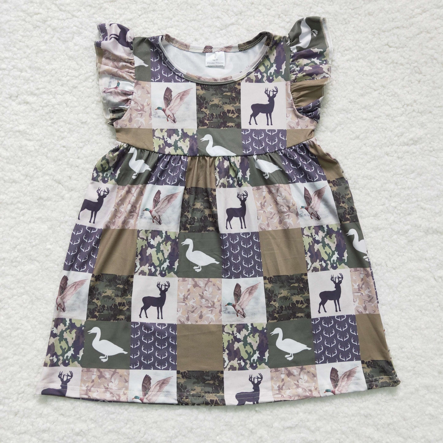 Baby girls short sleeve reindeer dress,GSD0152