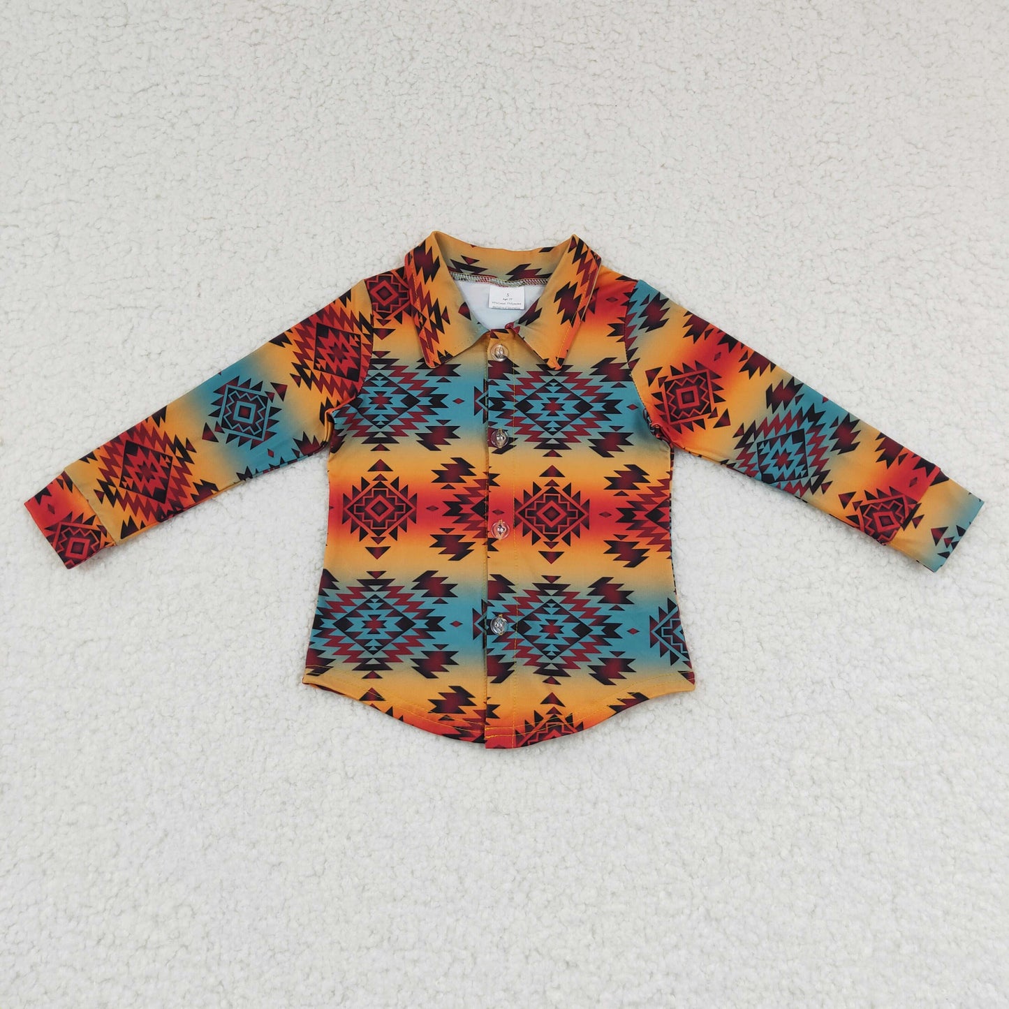 boy long sleeve aztec button up shirt,BT0129