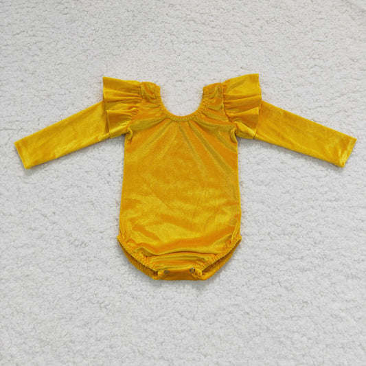 girls long sleeve golden velvet leotard, LR0210