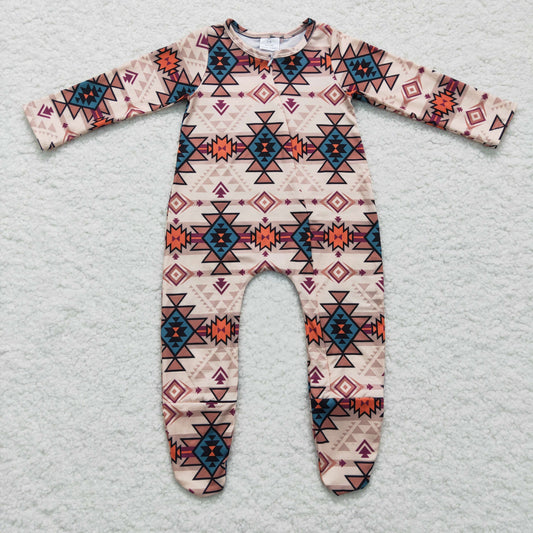 Aztec print footie romper, LR0255