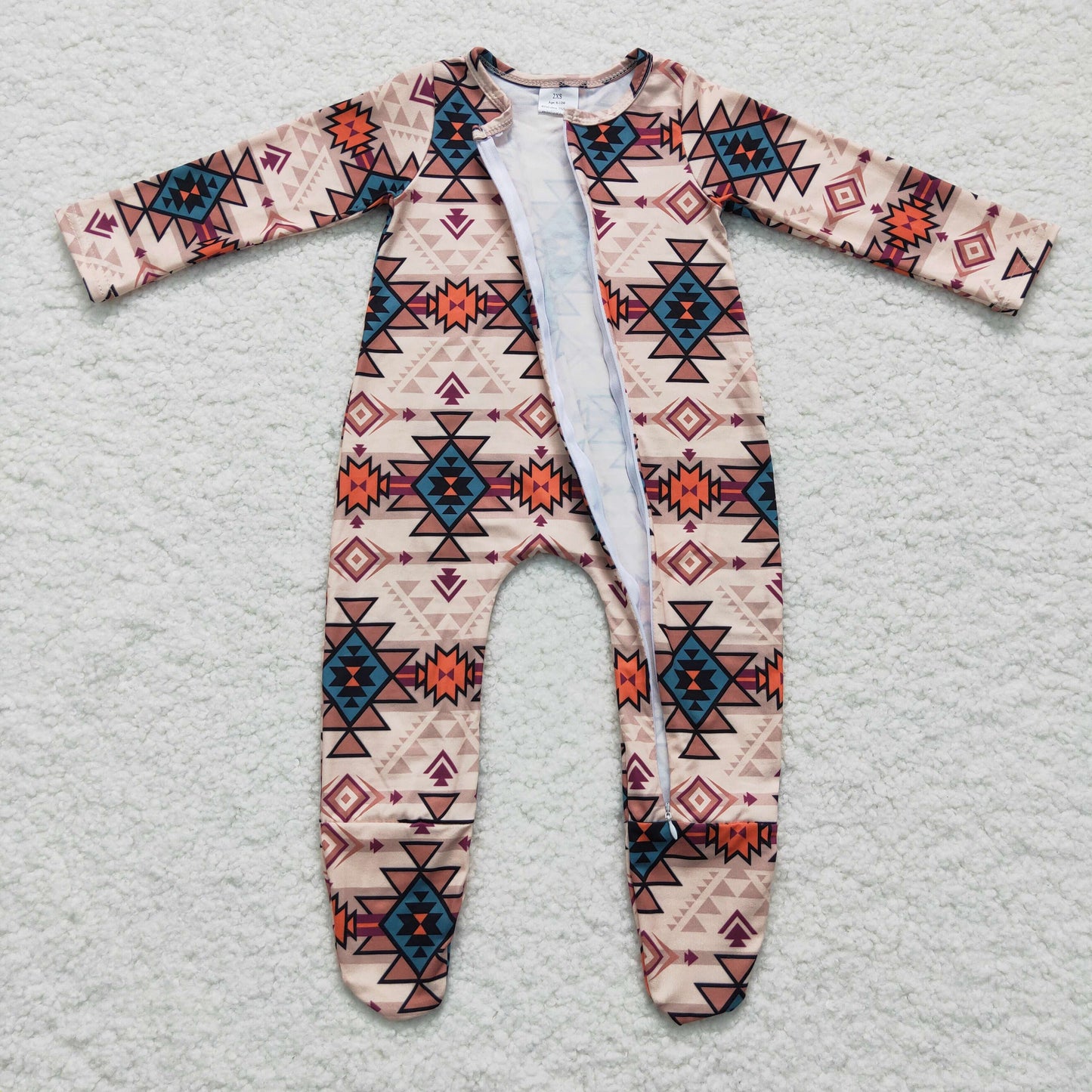 Aztec print footie romper, LR0255