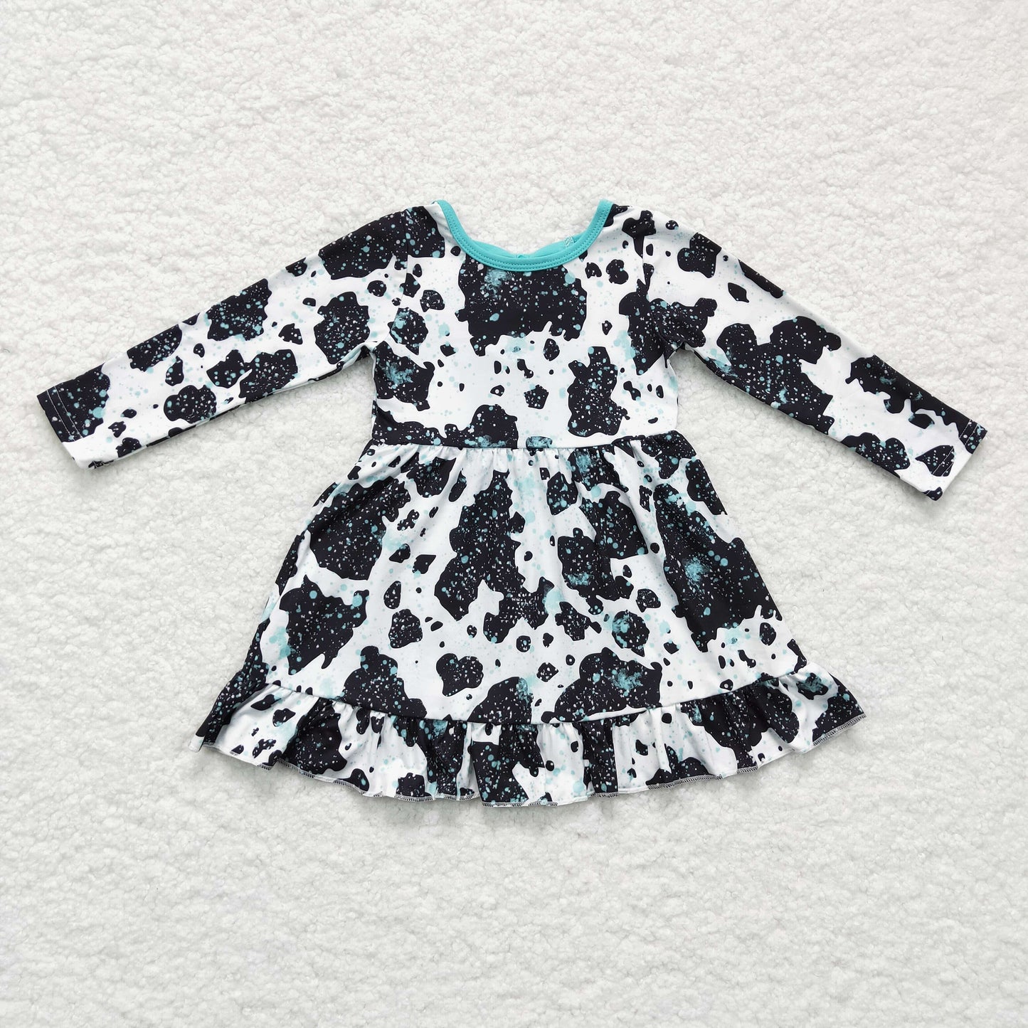 Girls long sleeve cow print dress,GLD0128