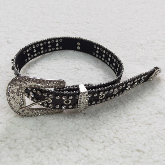 kids black rhinestone belt   31.5inches