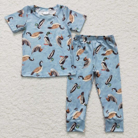 baby boy short sleeve duck print pajama set,BSPO0042