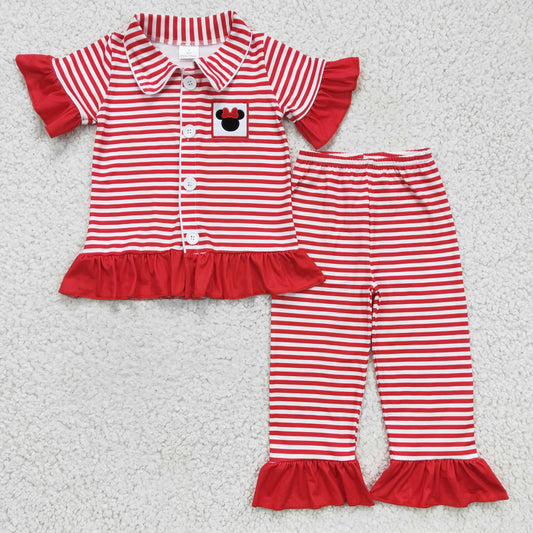 Girl short sleeve cartoon pajama set ,GSPO0256