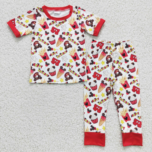 Baby girls Happy Birthday print pajama set  ,BSPO0047