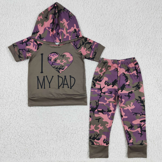 boy short sleeve i love my dad camo hoodie set,BSPO0037