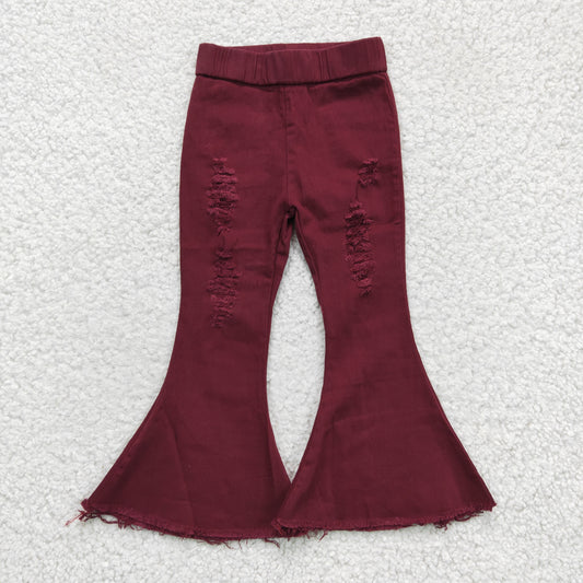 Girls  wine red denim pants, P0047