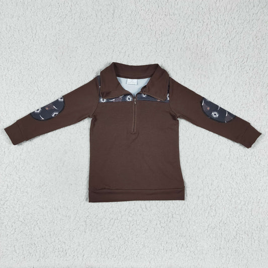 baby boy long sleeve cow hoodie top BT0115