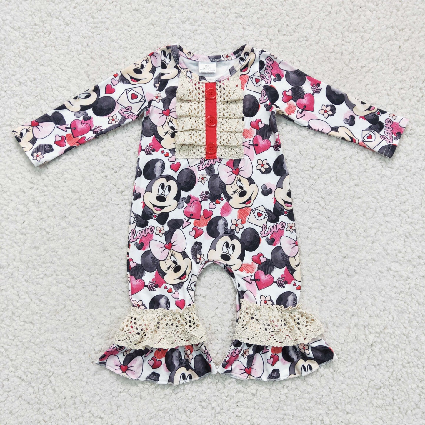 girl long sleeve Valentines day romper