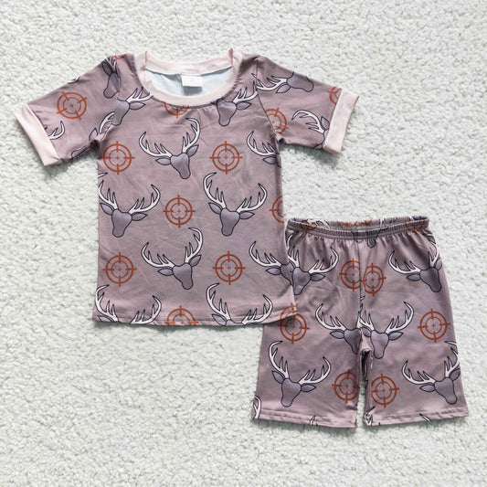 Baby boy short sleeve cow print summer outfit, BSSO0099