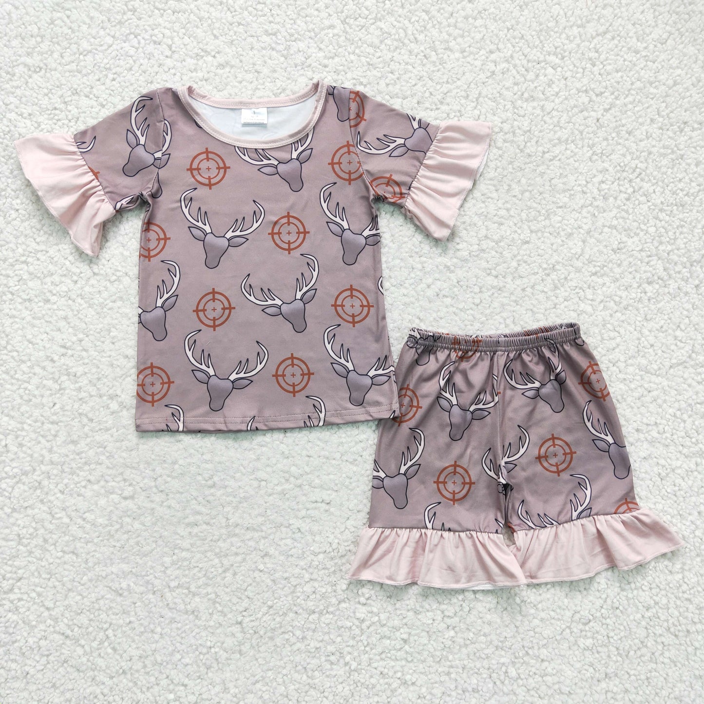 baby girl short sleeve cow print summer outfit, GSSO0138