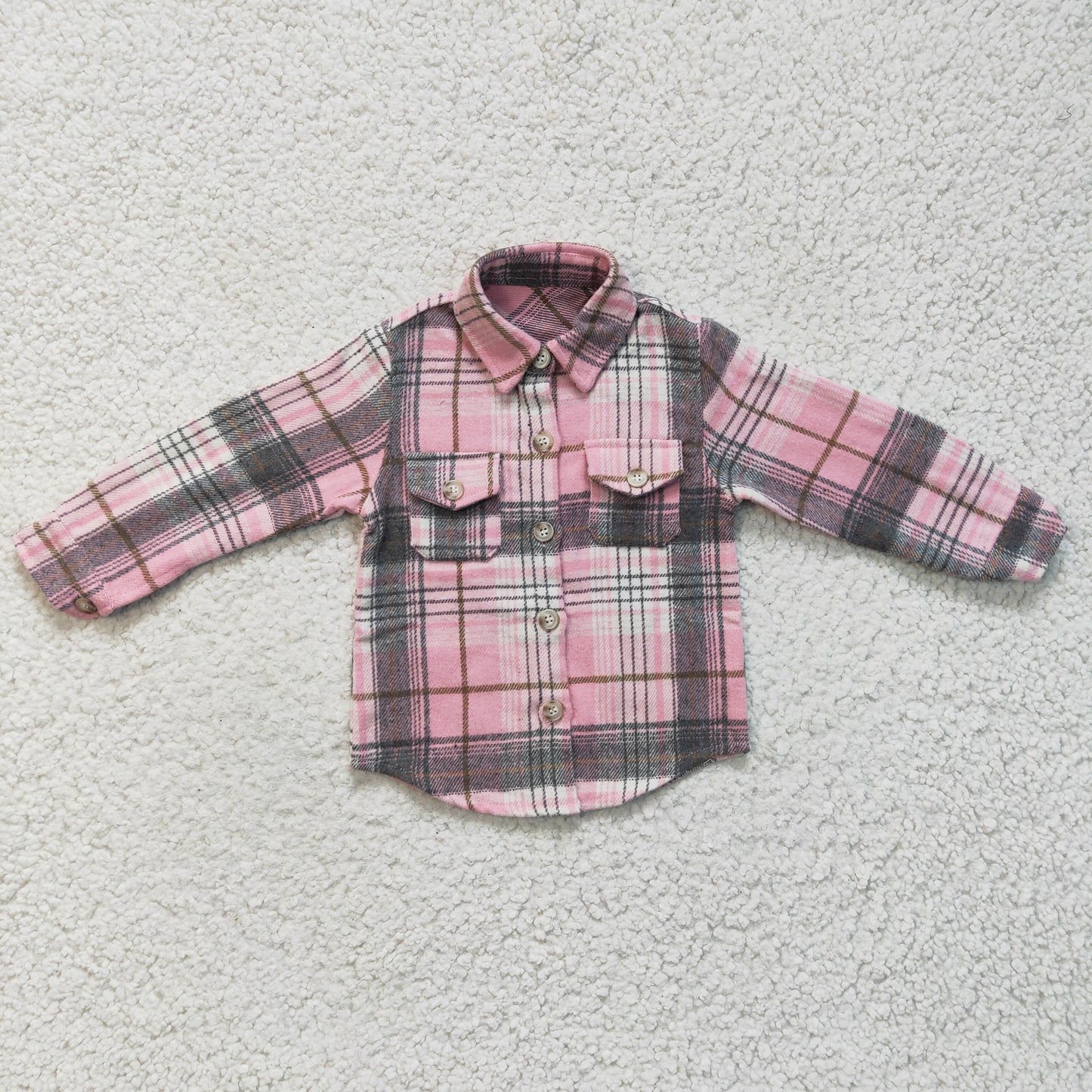 Girls long sleeve plaid button up shirt, GT0094