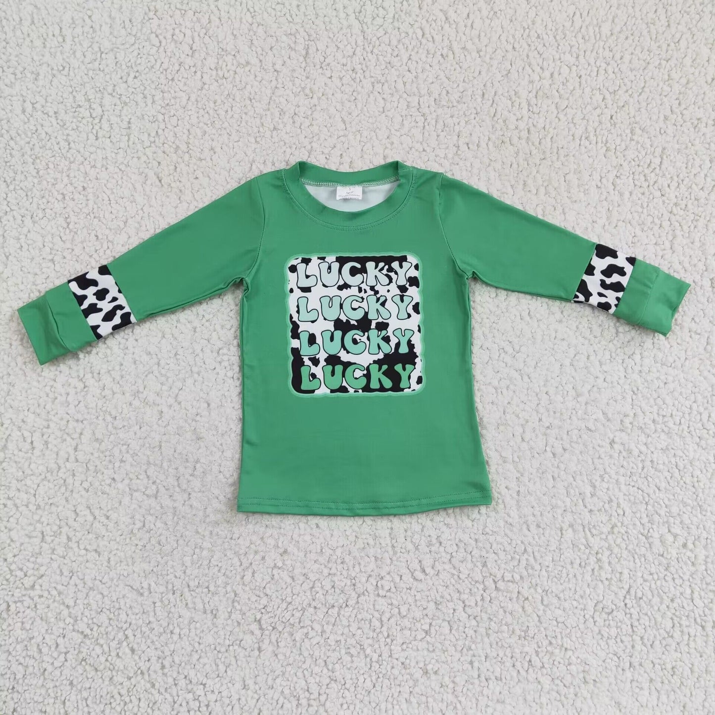 boy green long sleeve St day top,GT0081