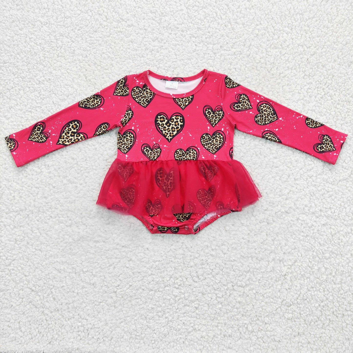 infant girls heart print tulle romper, LR0253