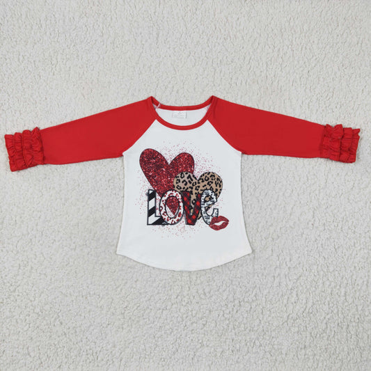 girls long sleeve Valentines day top,GT0072