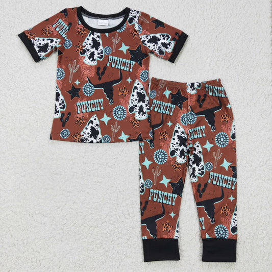 boy short sleeve western pajama set  ,BSPO0051