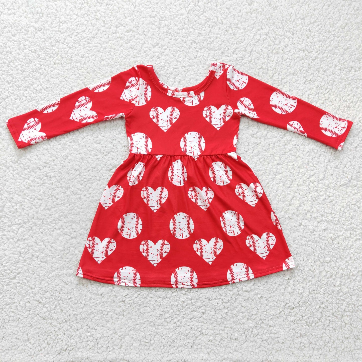 girls  long sleeve red print dress, GLD0165