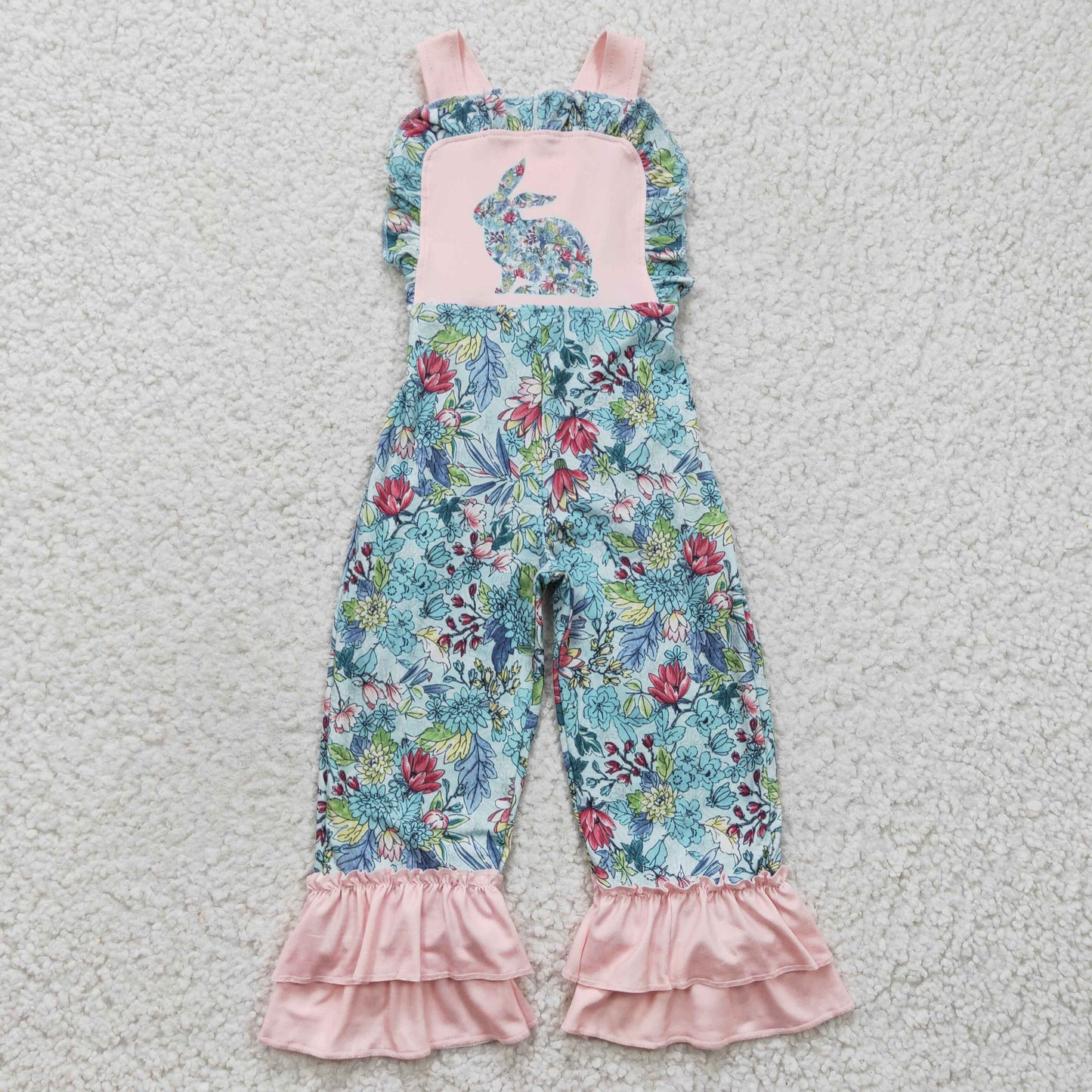 baby girls rabbit print Easter overall, SR0164