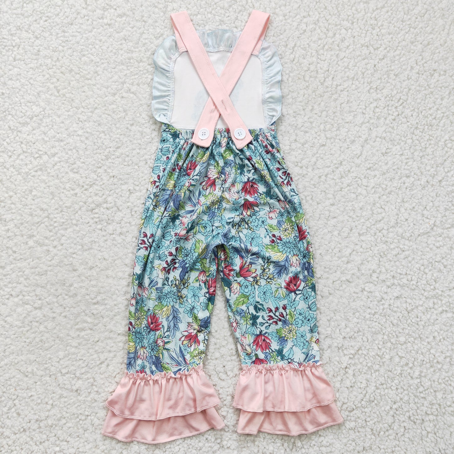 baby girls rabbit print Easter overall, SR0164