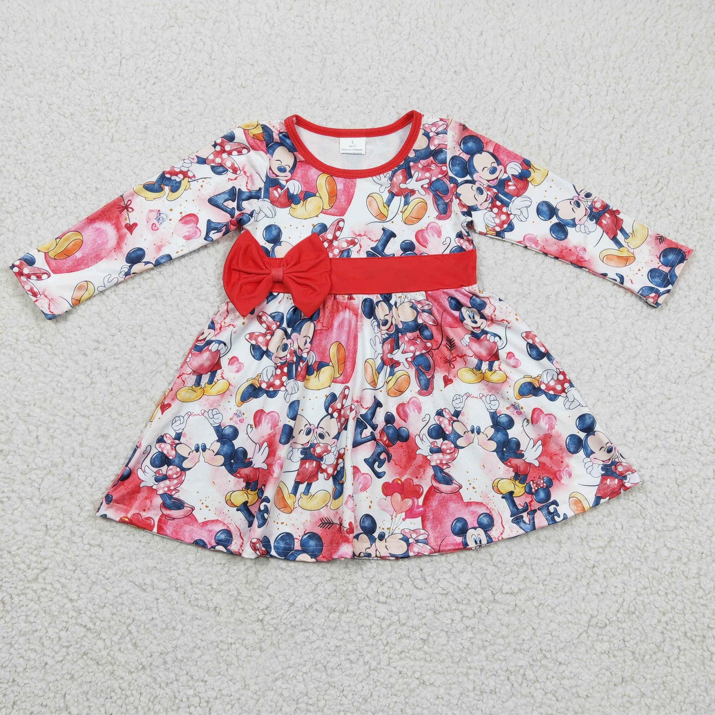 Baby girls long sleeve Valentines day cartoon dress GLD0185