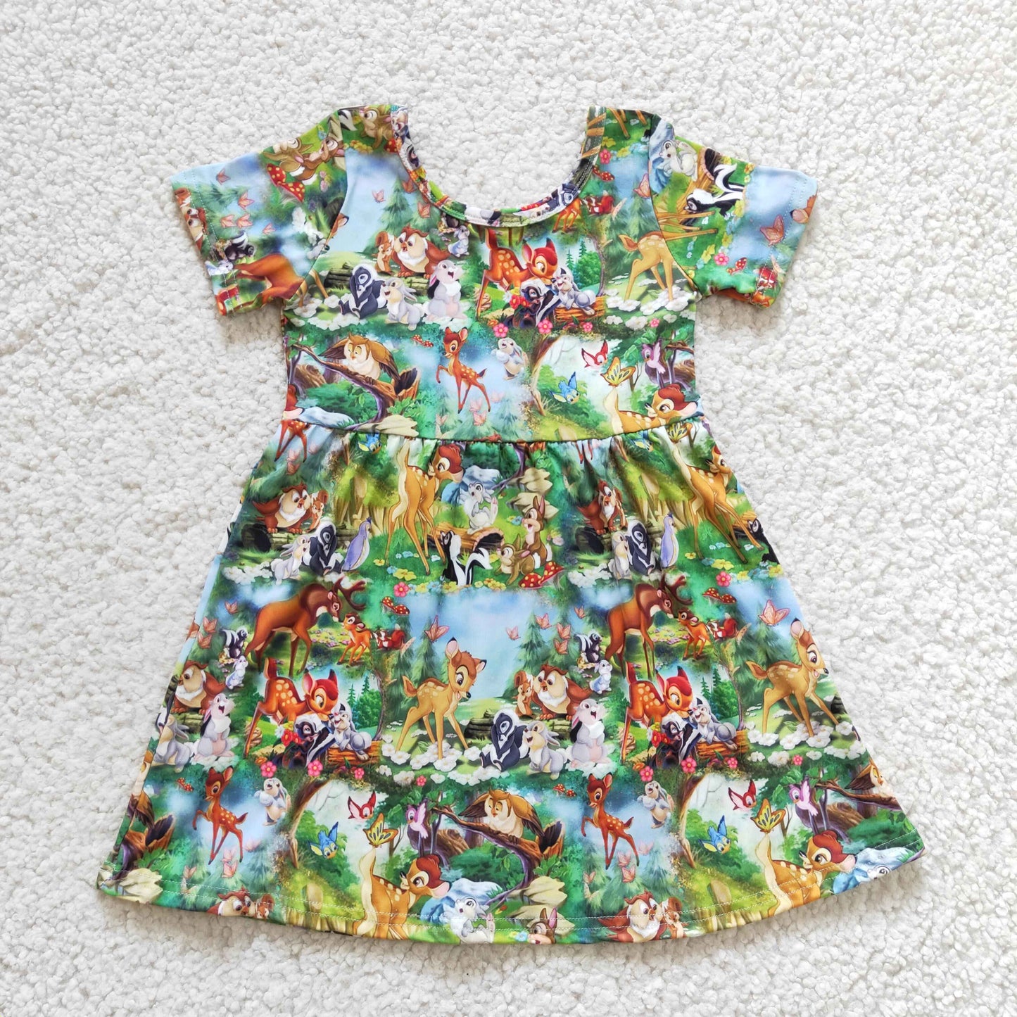 girls short sleeve cartoon dress, GSD0179