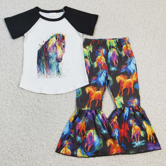 girls horse print summer clothing, B8-4