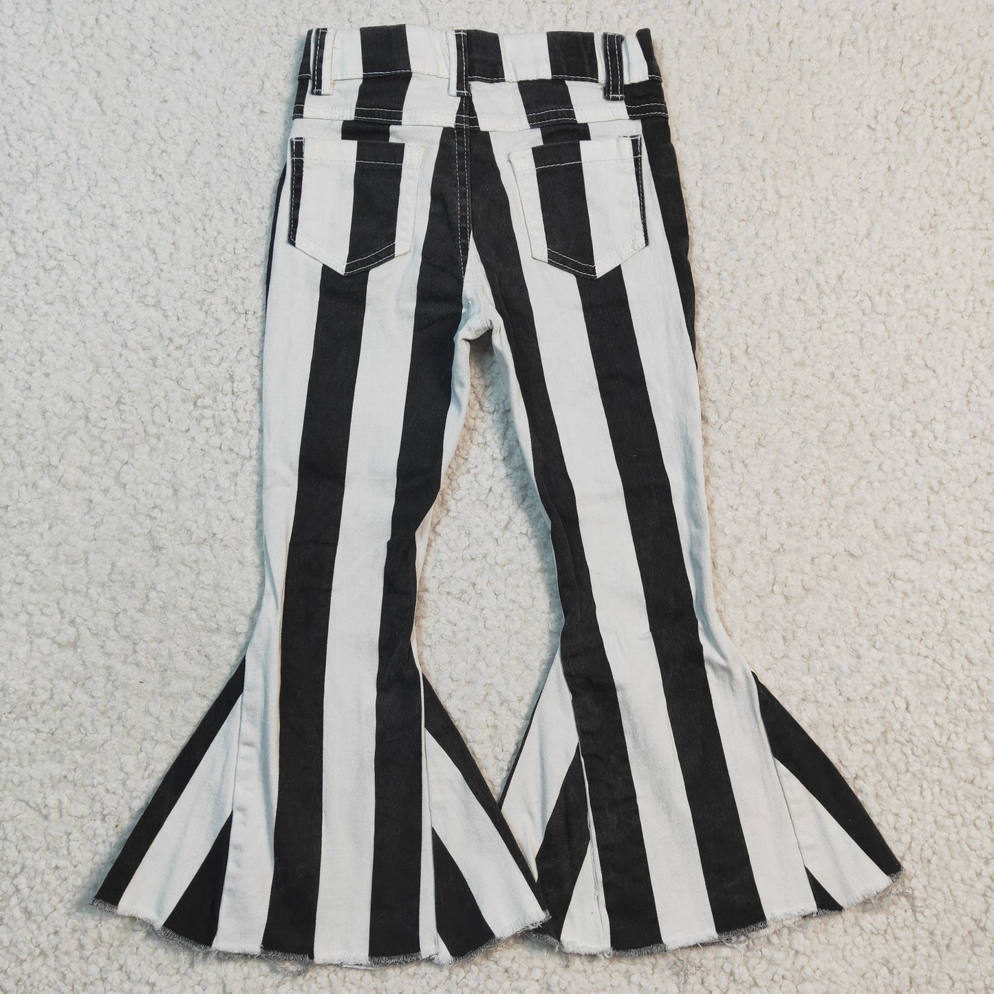 baby girls black stripes denim pants,P0046