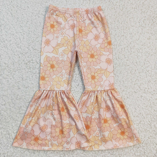 baby girls flower print milk silk pants , P0054