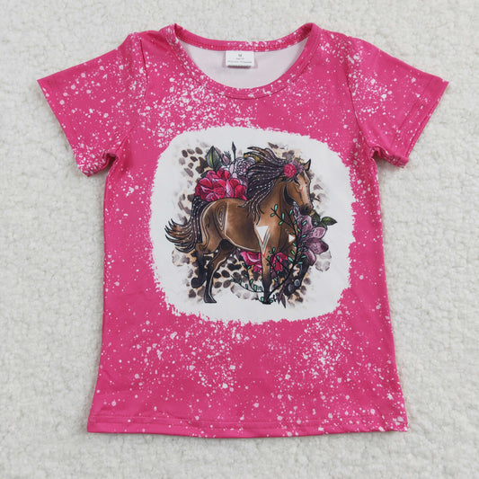 baby girls short sleeve horse print top, GT0122