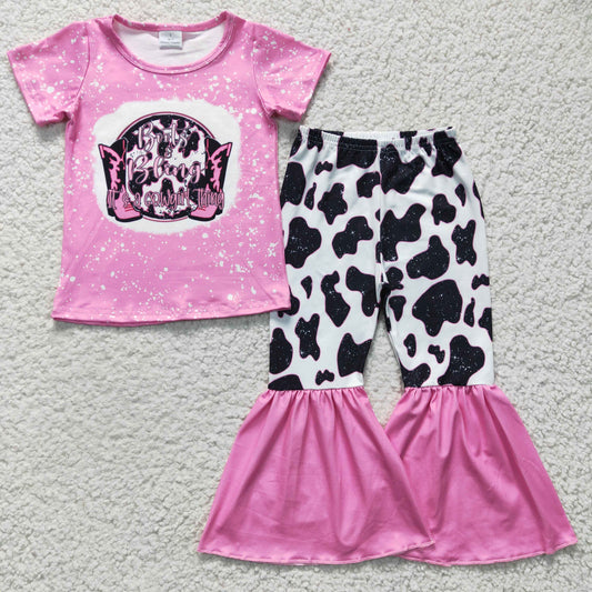 girls short sleeve boots print outfit GSPO0325