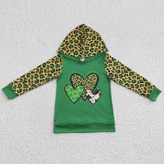 Baby boy long sleeve heart print leopard top,GT0074